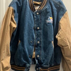 Disney Jean Jacket Blue Tan Varsity Style